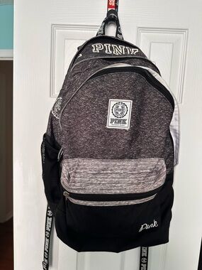 PINK Victoria's Secret Men's Black & Heather Gray Logo Backpack